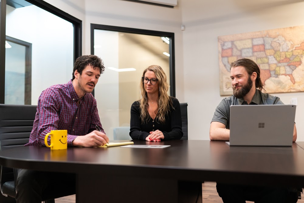 Maslow Creative web design and SEO team meeting in their Reno office to plan client strategies